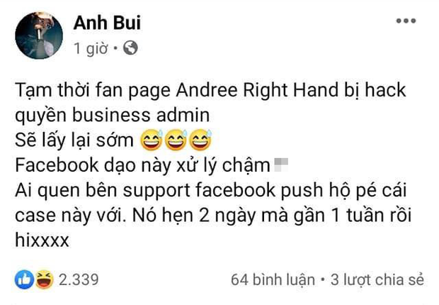 Fanpage rapper Andree vừa bị hack, ngay lập tức livestream xả kho b&aacute;n h&agrave;ng - Ảnh 2.