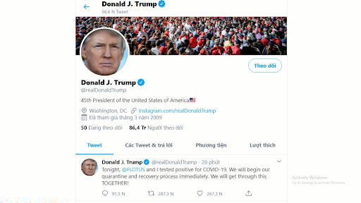 Twitter cấm đăng bài viết mong muốn Tổng thống Trump chết vì Covid-19 - Ảnh 1. Twitter cấm đăng bài viết mong muốn Tổng thống Trump chết vì Covid-19 - Ảnh 1.