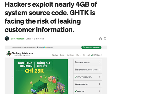 Hacker rao b&aacute;n m&atilde; nguồn hệ thống Giao h&agrave;ng Tiết kiệm - Ảnh 1.