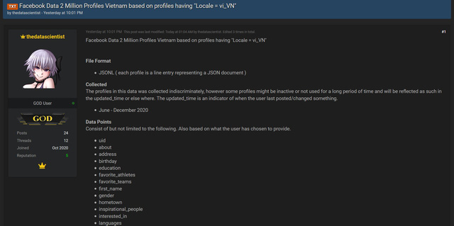 Hàng triệu tài khoản Facebook người dùng Việt bị hacker phát tán thông tin miễn phí - Ảnh 2. Hàng triệu tài khoản Facebook người dùng Việt bị hacker phát tán thông tin miễn phí - Ảnh 2.