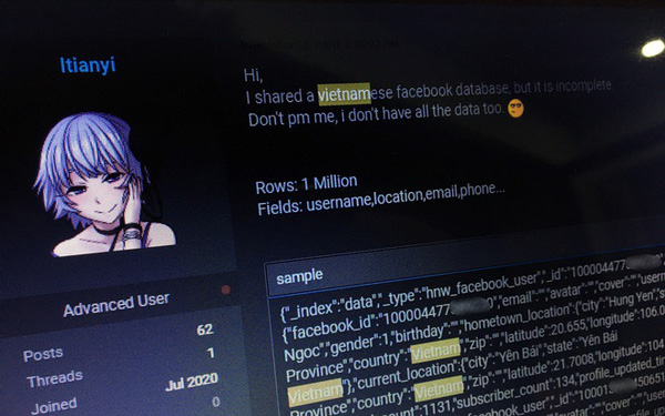 Hàng triệu tài khoản Facebook người dùng Việt bị hacker phát tán thông tin miễn phí - Ảnh 1. Hàng triệu tài khoản Facebook người dùng Việt bị hacker phát tán thông tin miễn phí - Ảnh 1.