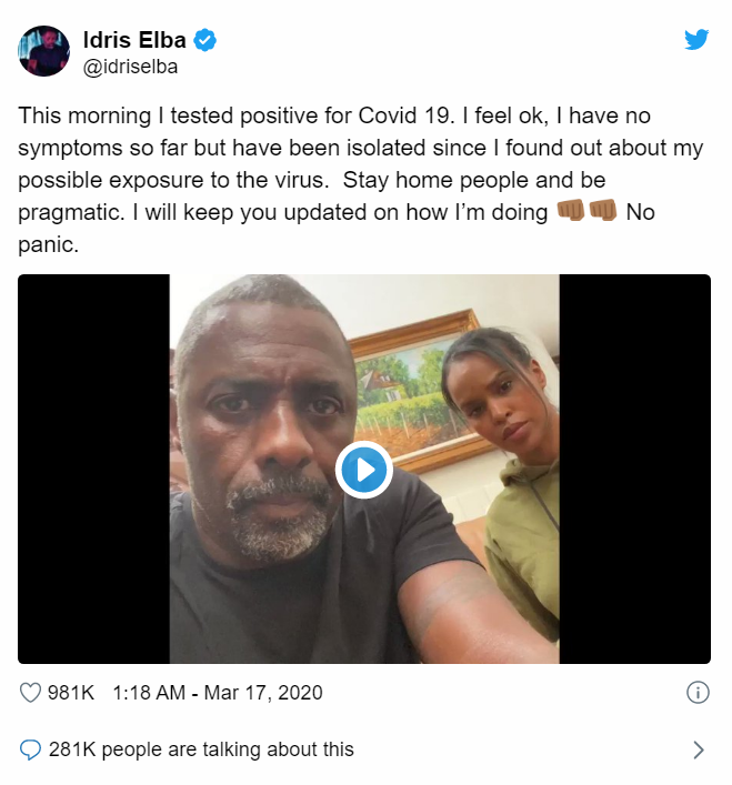 Idris Elba - Heimdall của Asgard dương t&iacute;nh với virus corona - Ảnh 1.