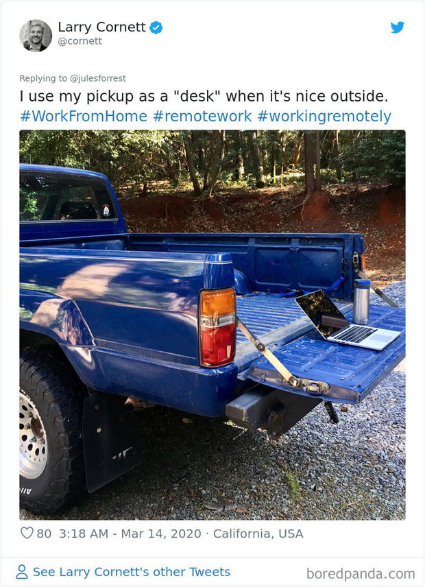 D&acirc;n t&igrave;nh thi nhau khoe 1001 g&oacute;c l&agrave;m việc online s&aacute;ng tạo hết nấc trong m&ugrave;a dịch Covid-19 khiến MXH trầm trồ - Ảnh 5.