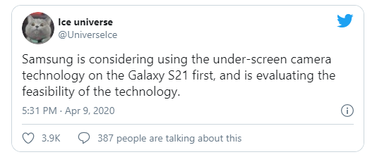 Samsung Galaxy S21 (Galaxy S30) c&oacute; thể được trang bị camera ẩn b&ecirc;n dưới m&agrave;n h&igrave;nh - Ảnh 2.