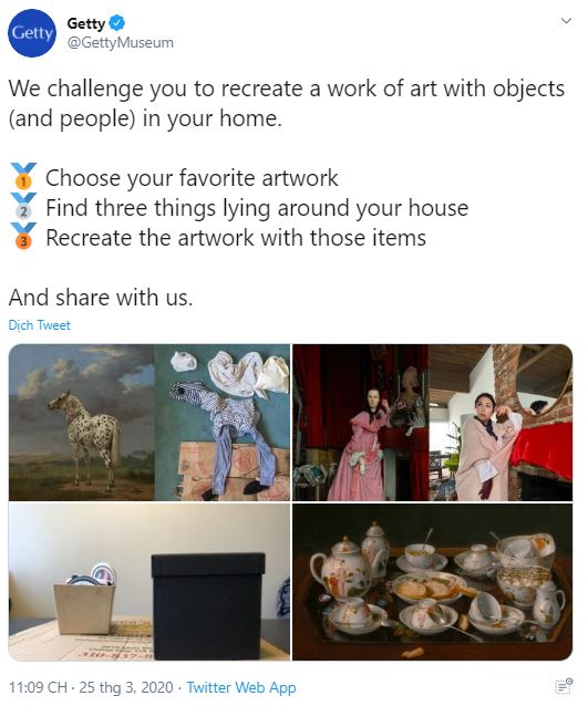 Ở nh&agrave; tr&aacute;nh Covid-19, d&acirc;n mạng thi nhau sử dụng đồ d&ugrave;ng gia đ&igrave;nh để bắt chước theo những t&aacute;c phẩm nghệ thuật nổi tiếng thế giới - Ảnh 1.