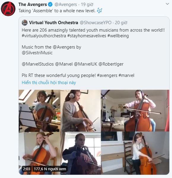 Ở nh&agrave; tr&aacute;nh Covid-19, hơn 200 nhạc c&ocirc;ng trẻ vẫn c&oacute; thể h&ograve;a &acirc;m từ xa để t&aacute;i hiện lại ca kh&uacute;c chủ đề của Avengers - Ảnh 2.