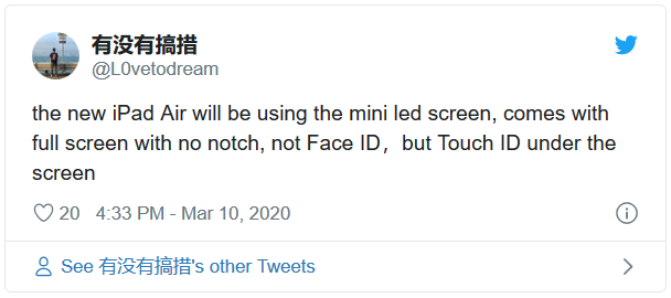 Tin đồn: Apple đang phát triển iPad Air với Touch-ID dưới màn hình, MacBook ARM 12 inch - Ảnh 2. Tin đồn: Apple đang phát triển iPad Air với Touch-ID dưới màn hình, MacBook ARM 12 inch - Ảnh 2.