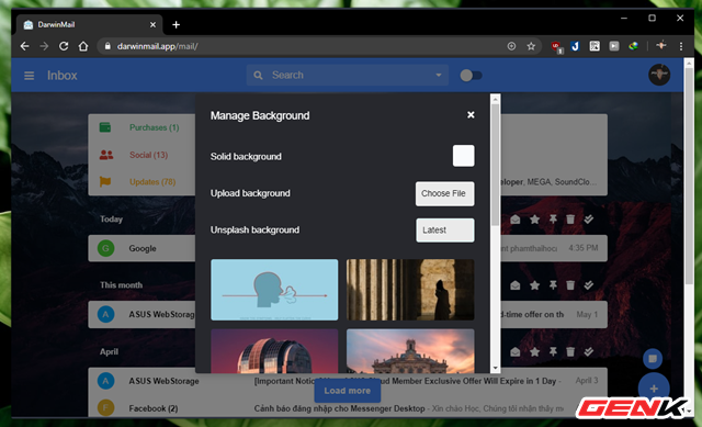 Khoác “áo” mới cho Gmail với bộ giao diện cực đẹp đến từ Darwin Mail - Ảnh 6. Khoác “áo” mới cho Gmail với bộ giao diện cực đẹp đến từ Darwin Mail - Ảnh 6.
