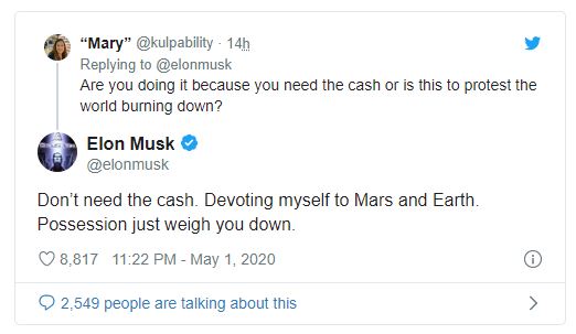Elon Musk lại ph&aacute; đảo Twitter: Tuy&ecirc;n bố gi&aacute; cổ phiếu Tesla qu&aacute; cao, đ&ograve;i b&aacute;n hết nh&agrave; cửa, bị bạn g&aacute;i dỗi cũng phải kể cho thi&ecirc;n hạ biết - Ảnh 3.