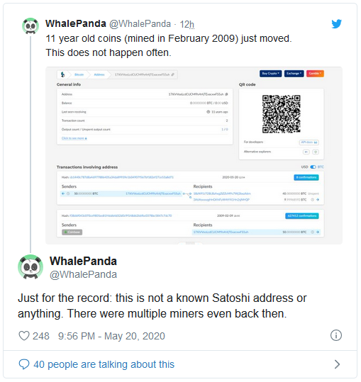 50 Bitcoin cổ xưa vừa được giao dịch, phải chăng Satoshi Nakamoto đ&atilde; hồi sinh? - Ảnh 1.