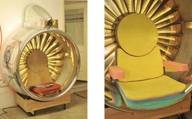  Thấy trời n&oacute;ng qu&aacute;, hai bố con chế động cơ Boeing 707 th&agrave;nh ghế k&egrave;m quạt gi&oacute; si&ecirc;u to khổng lồ - Ảnh 3.