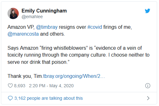 Gọi h&agrave;nh động sa thải nh&acirc;n vi&ecirc;n tố c&aacute;o l&agrave; đồ g&agrave; chết, ph&oacute; chủ tịch Amazon tuy&ecirc;n bố bỏ việc để phản đối - Ảnh 3.