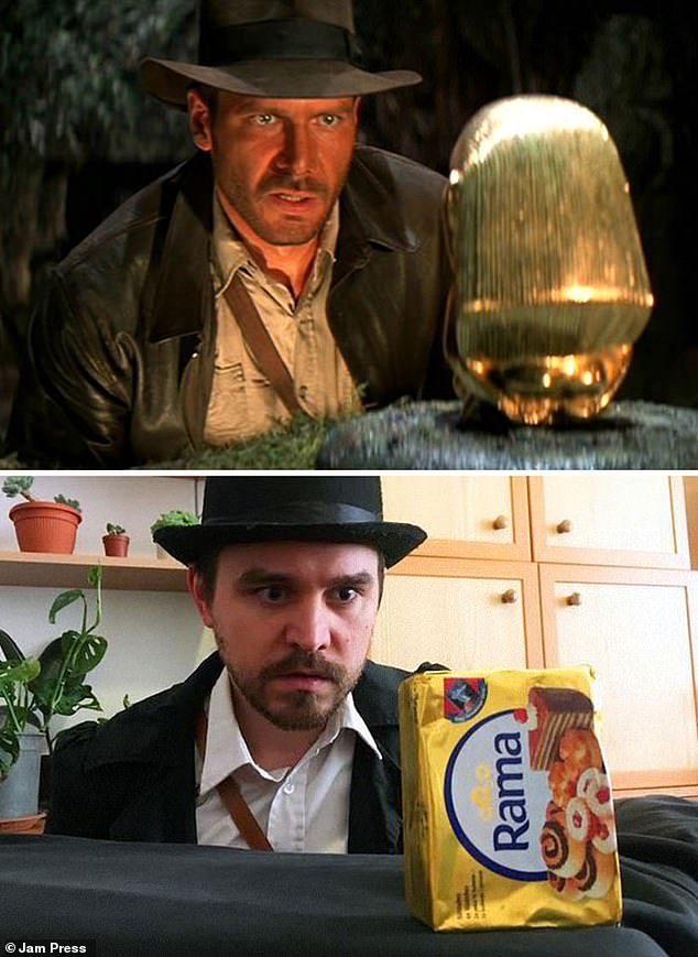 [Ch&ugrave;m ảnh vui] Chết cười với c&aacute;c &ldquo;th&aacute;nh cosplay gi&aacute; rẻ&rdquo; tận dụng mọi đồ vật trong nh&agrave; để m&ocirc; phỏng lại những cảnh phim bom tấn - Ảnh 14.