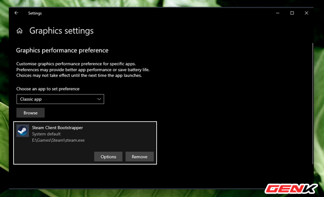 C&aacute;ch thiết lập sử dụng Card m&agrave;n h&igrave;nh mặc định cho từng ứng dụng tr&ecirc;n Windows 10 - Ảnh 6.