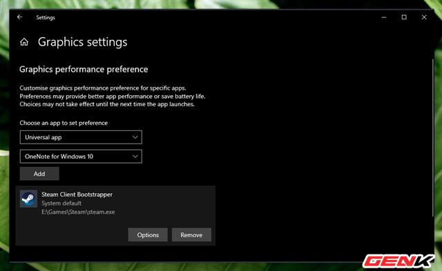 C&aacute;ch thiết lập sử dụng Card m&agrave;n h&igrave;nh mặc định cho từng ứng dụng tr&ecirc;n Windows 10 - Ảnh 8.