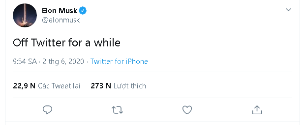 Tỷ ph&uacute; Elon Musk tuy&ecirc;n bố nghỉ chơi mạng x&atilde; hội - Ảnh 2.