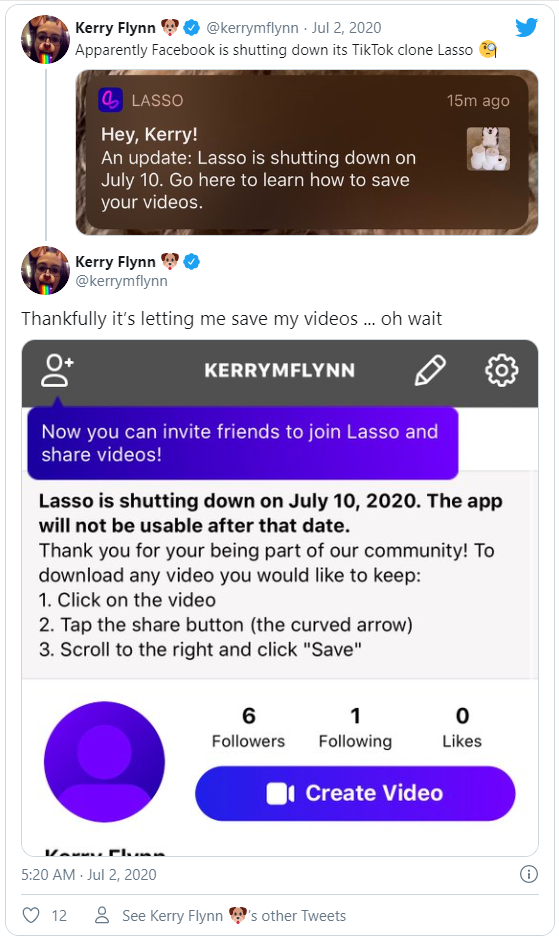 Lasso, ứng dụng nhái TikTok của Facebook, sắp đóng cửa - Ảnh 1. Lasso, ứng dụng nhái TikTok của Facebook, sắp đóng cửa - Ảnh 1.