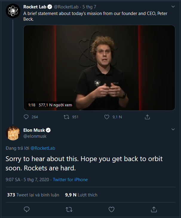 Cạnh tranh th&acirc;n thiện như ng&agrave;nh t&ecirc;n lửa vũ trụ, c&ocirc;ng ty ph&oacute;ng t&ecirc;n lửa thất bại, Elon Musk c&ugrave;ng c&aacute;c đối thủ v&agrave;o an ủi, kh&iacute;ch lệ - Ảnh 2.