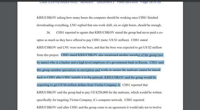 Tin tặc Nga hối lộ 1 triệu USD để c&agrave;i m&atilde; độc v&agrave;o c&ocirc;ng ty Mỹ - Ảnh 1.