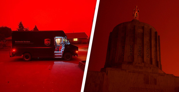 Ch&aacute;y rừng lớn chưa từng c&oacute; tại Mỹ đang lan rộng cực nghi&ecirc;m trọng, đến mức bầu trời chuyển m&agrave;u đỏ rực như m&aacute;u - Ảnh 2.