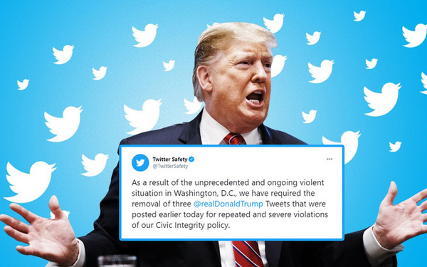  Thủ đ&ocirc; Mỹ bạo loạn chưa từng c&oacute;, Twitter kh&oacute;a t&agrave;i khoản của &ocirc;ng Trump trong 12 giờ, dọa ngừng vĩnh viễn  - Ảnh 1.