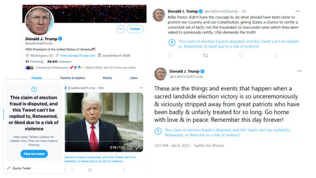  Thủ đ&ocirc; Mỹ bạo loạn chưa từng c&oacute;, Twitter kh&oacute;a t&agrave;i khoản của &ocirc;ng Trump trong 12 giờ, dọa ngừng vĩnh viễn  - Ảnh 3.