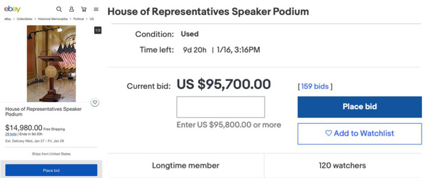 H&agrave;i hước: sau bạo động, bục ph&aacute;t biểu ở Điện Capitol được rao b&aacute;n tr&ecirc;n eBay với gi&aacute; khủng, cộng đồng mạng đua nhau c&agrave; khịa - Ảnh 2.