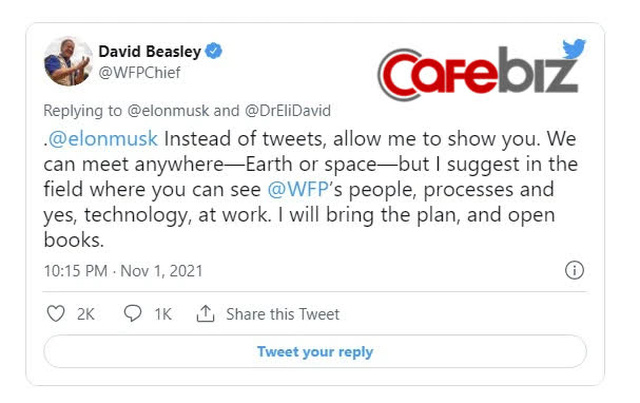 Sếp Li&ecirc;n Hợp Quốc muốn gặp trực tiếp Elon Musk kể cả tr&ecirc;n kh&ocirc;ng gian để giải th&iacute;ch 6 tỷ USD sẽ giải quyết nạn đ&oacute;i thế n&agrave;o - Ảnh 2.