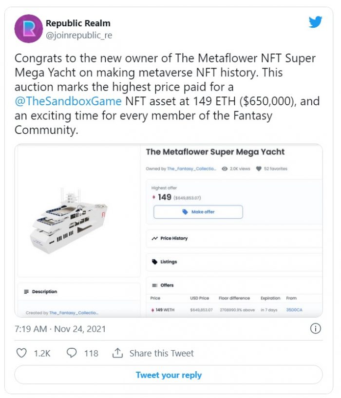 Một chiếc du thuyền siêu lớn được bán với giá 650.000 USD nhưng chỉ là… NFT ảo - Ảnh 1. Một chiếc du thuyền siêu lớn được bán với giá 650.000 USD nhưng chỉ là… NFT ảo - Ảnh 1.