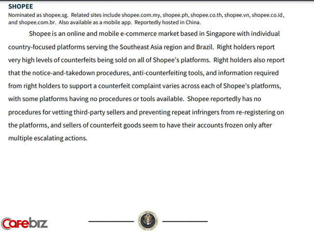 Shopee bị phía Mỹ cáo buộc bán hàng giả với “mức độ rất cao”, không điều tra bên bán hàng và vi phạm bản quyền toàn cầu - Ảnh 2. Shopee bị phía Mỹ cáo buộc bán hàng giả với “mức độ rất cao”, không điều tra bên bán hàng và vi phạm bản quyền toàn cầu - Ảnh 2.