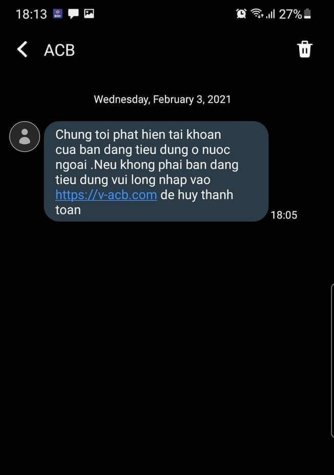 Cảnh b&aacute;o chi&ecirc;u tr&ograve; mới: H&agrave;ng loạt đầu số ng&acirc;n h&agrave;ng như ACB, Sacombank... bị mạo danh gửi tin nhắn lừa đảo - Ảnh 1.