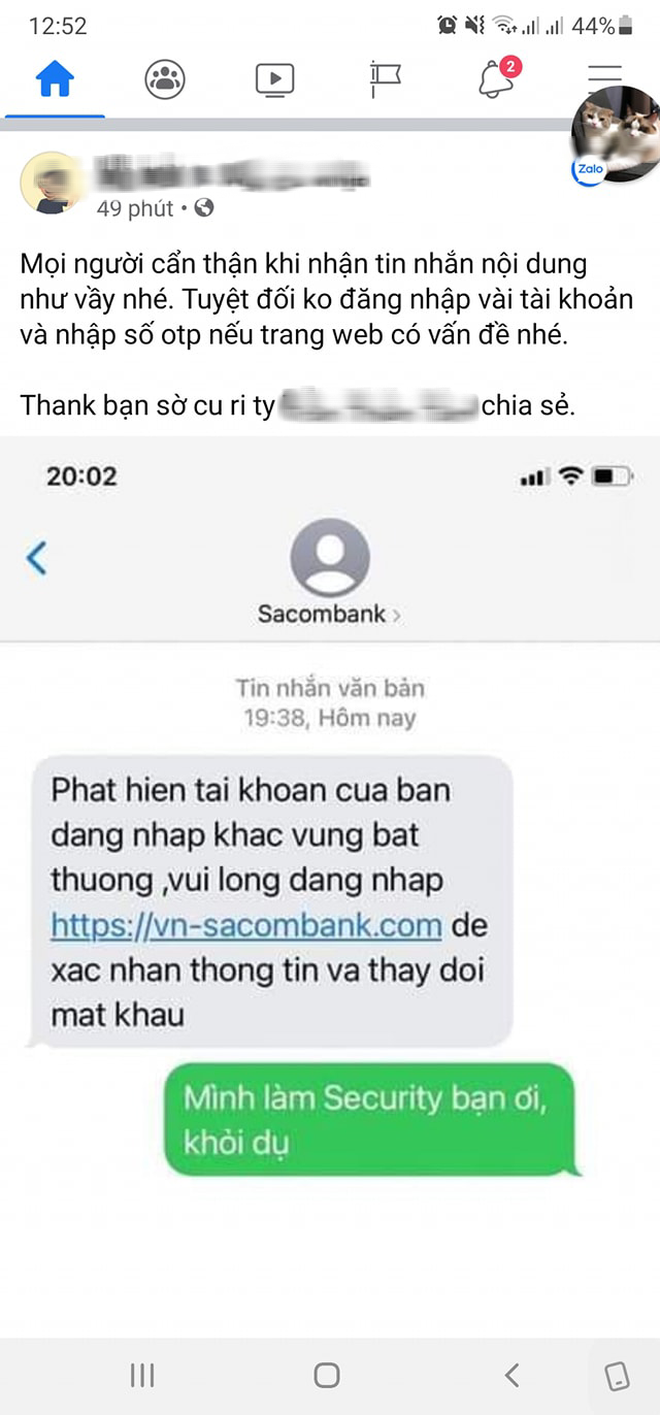 Cảnh b&aacute;o chi&ecirc;u tr&ograve; mới: H&agrave;ng loạt đầu số ng&acirc;n h&agrave;ng như ACB, Sacombank... bị mạo danh gửi tin nhắn lừa đảo - Ảnh 2.