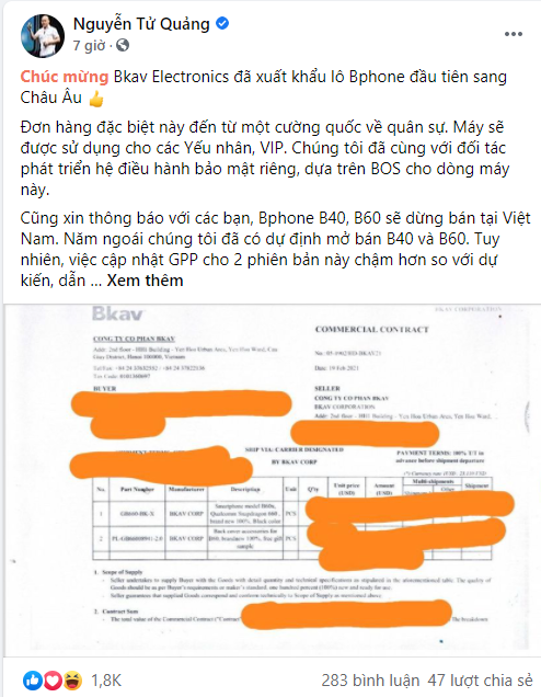 Kh&ocirc;ng thể mở b&aacute;n tại Việt Nam, Bphone xuất khẩu l&ocirc; h&agrave;ng đầu ti&ecirc;n sang ch&acirc;u &Acirc;u, d&agrave;nh ri&ecirc;ng cho yếu nh&acirc;n v&agrave; VIP - Ảnh 2.