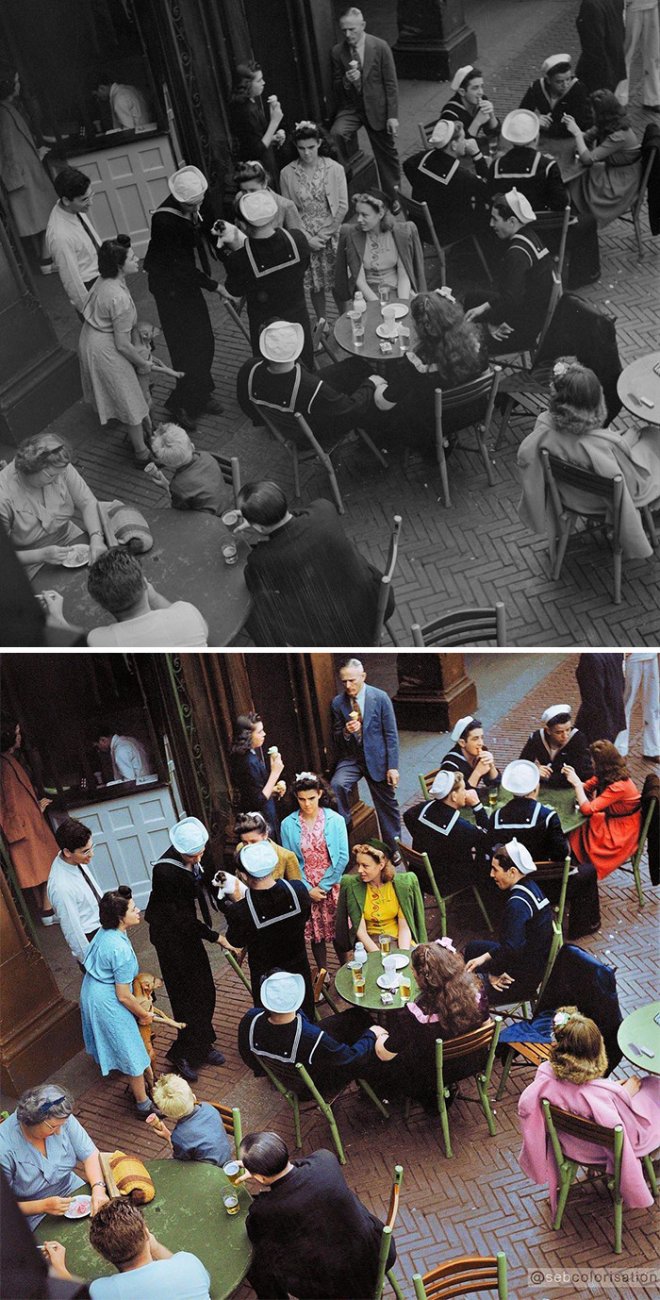 Sử dụng Photoshop, họa sĩ người Ph&aacute;p nh&igrave;n lại qu&aacute; khứ đen trắng bằng lăng k&iacute;nh m&agrave;u sắc đầy sức sống - Ảnh 17.