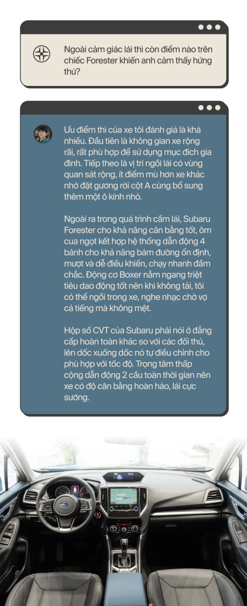 Chạy thử nhiều SUV rồi chọn Subaru Forester, chủ xe chia sẻ: 'L&aacute;i hay nhất trong tầm tiền' - Ảnh 4.