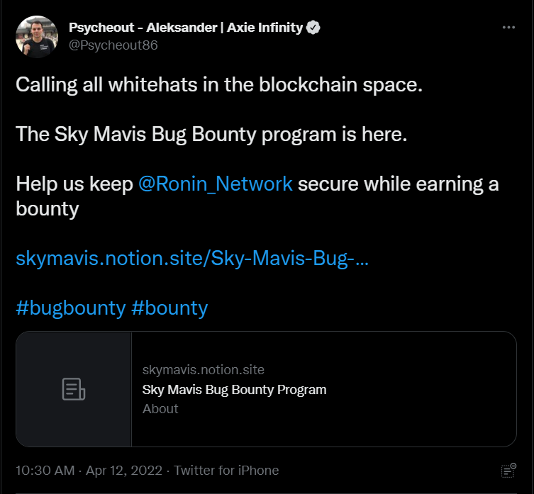 Axie Infinity treo thưởng hơn 20 tỷ cho ai tìm ra các lỗ hổng bảo mật - Ảnh 1. Axie Infinity treo thưởng hơn 20 tỷ cho ai tìm ra các lỗ hổng bảo mật - Ảnh 1.