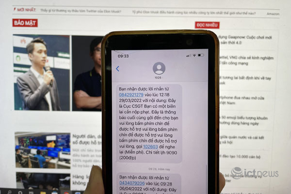Giả mạo Cục Cảnh sát giao thông nhắn tin phạt nguội để lừa đảo chiếm đoạt tài sản - Ảnh 1. Giả mạo Cục Cảnh sát giao thông nhắn tin phạt nguội để lừa đảo chiếm đoạt tài sản - Ảnh 1.