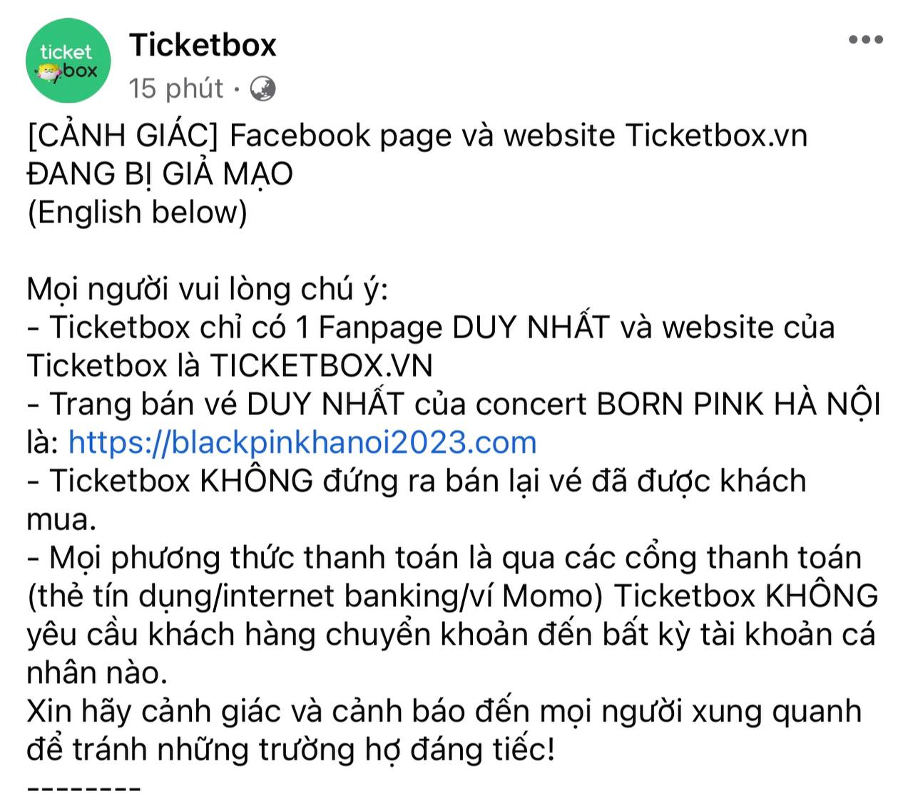 Đơn vị ph&aacute;t h&agrave;nh v&eacute; concert BLACKPINK bị giả mạo website, nhắn tin cho fan để pass v&eacute; - Ảnh 1.
