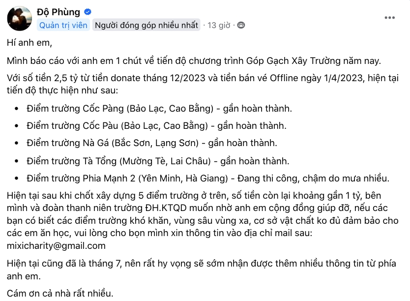 Độ Mixi cập nhật tiến độ "giải ng&acirc;n" quỹ từ thiện, người h&acirc;m mộ nức nở, tự h&agrave;o - Ảnh 2.