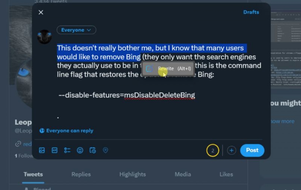 Microsoft Edge sẽ cho ph&eacute;p viết lại văn bản bằng Bing AI - Ảnh 2.