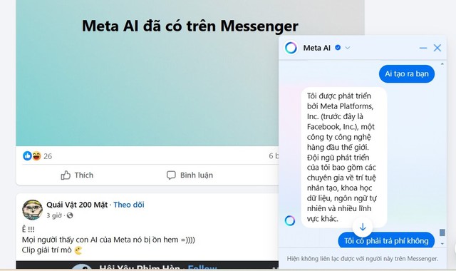 AI Meta tiếng Việt bất ngờ tích hợp vào ứng dụng Messenger- Ảnh 1. AI Meta tiếng Việt bất ngờ tích hợp vào ứng dụng Messenger- Ảnh 1.