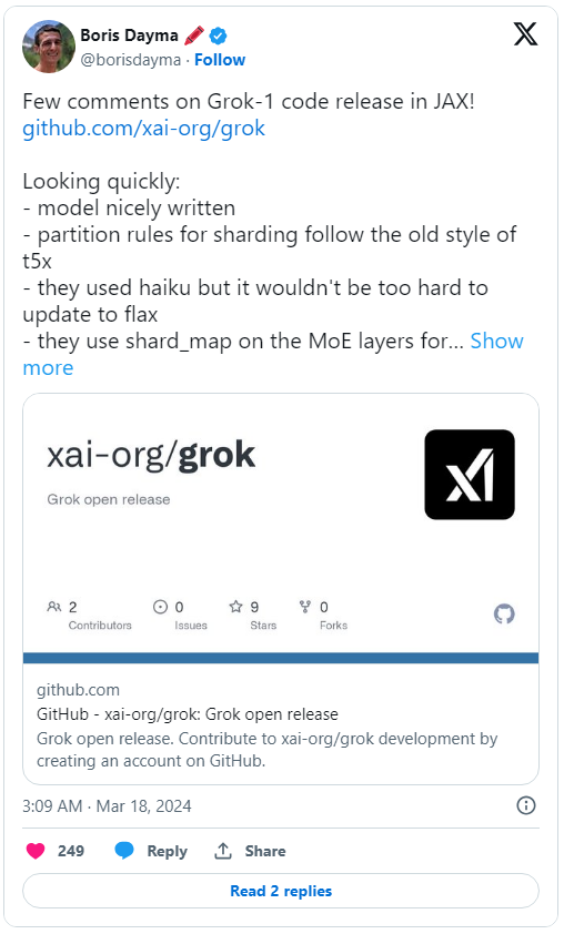 Giữ đ&uacute;ng lời hứa, m&ocirc; h&igrave;nh AI m&atilde; nguồn mở lớn nhất thế giới của tỷ ph&uacute; Elon Musk ra mắt - Ảnh 3.