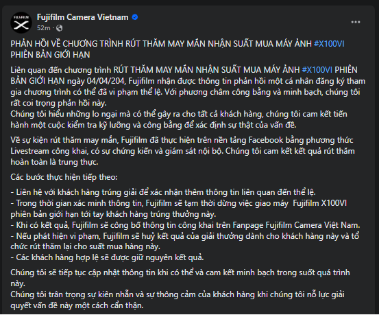 Fujifilm Việt Nam phản hồi về thông tin 'cơ cấu' quay số suất mua X100VI phiên bản đặc biệt cho người thân của hãng- Ảnh 4. Fujifilm Việt Nam phản hồi về thông tin 'cơ cấu' quay số suất mua X100VI phiên bản đặc biệt cho người thân của hãng- Ảnh 4.