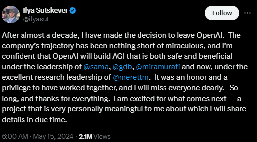 Ilya Sutskever, &ldquo;t&acirc;m b&atilde;o&rdquo; của &acirc;m mưu sa thải CEO Sam Altman, rời OpenAI- Ảnh 1.