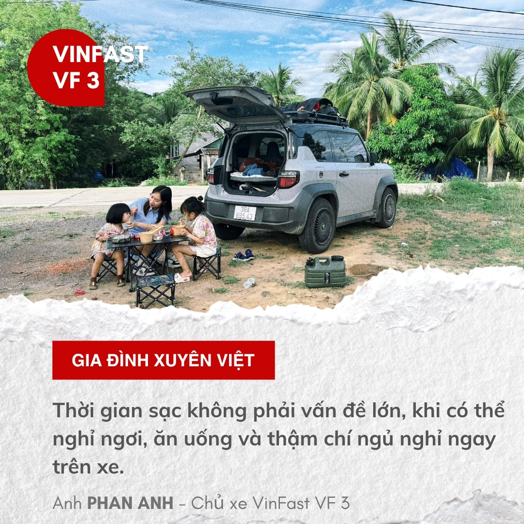 Gia đ&igrave;nh 4 người xuy&ecirc;n Việt bằng VinFast VF 3: 'Tiết kiệm 20 triệu đồng so với xe xăng, muốn xuy&ecirc;n ĐN&Aacute;'- Ảnh 4.