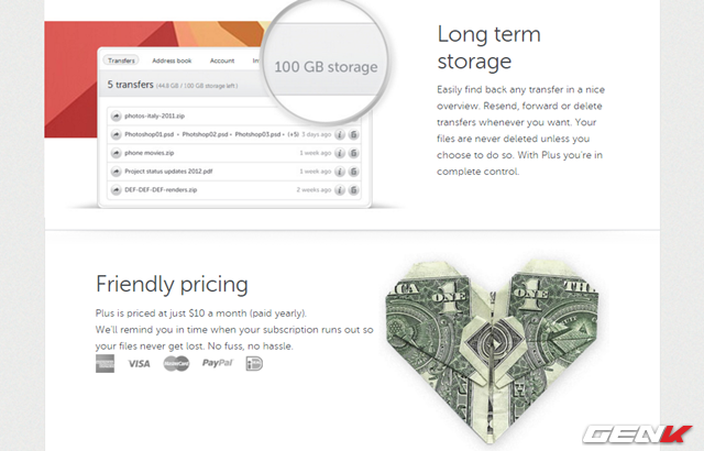 
C&aacute;c ưu điểm m&agrave; bạn c&oacute; thể t&igrave;m thấy ở WeTransfer.
