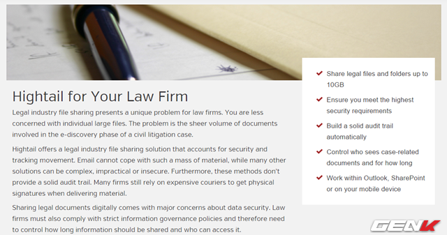 
C&aacute;c ưu điểm của HighTail.
