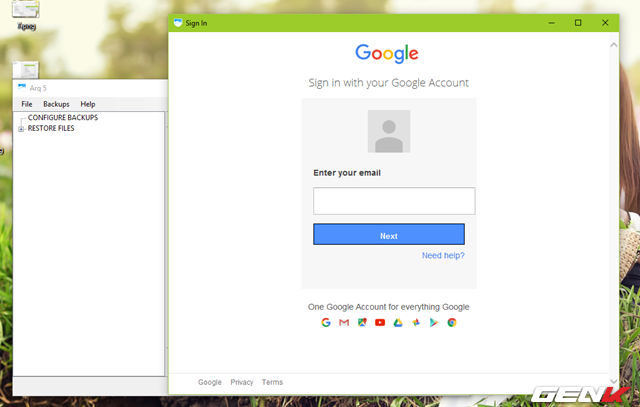 
Trường hợp bạn lựa chọn sao lưu l&ecirc;n &ldquo;đ&aacute;m m&acirc;y&rdquo;, bạn sẽ được y&ecirc;u cầu nhập th&ocirc;ng tin t&agrave;i khoản để đăng nhập v&agrave; cấp ph&eacute;p cho Arq kết nối với t&agrave;i khoản.
