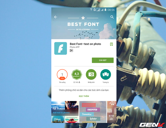 
Kh&ocirc;ng cung cấp nhiều t&ugrave;y chọn bi&ecirc;n tập như 2 ứng dụng tr&ecirc;n nhưng Best Font được thiết kế chủ yếu tập trung v&agrave;o chức năng ch&egrave;n nội dung chữ v&agrave;o ảnh.
