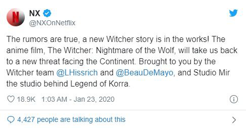 Netflix chính thức xác nhận sẽ sản xuất bộ phim điện ảnh anime mới về The Witcher - Ảnh 1. Netflix chính thức xác nhận sẽ sản xuất bộ phim điện ảnh anime mới về The Witcher - Ảnh 1.
